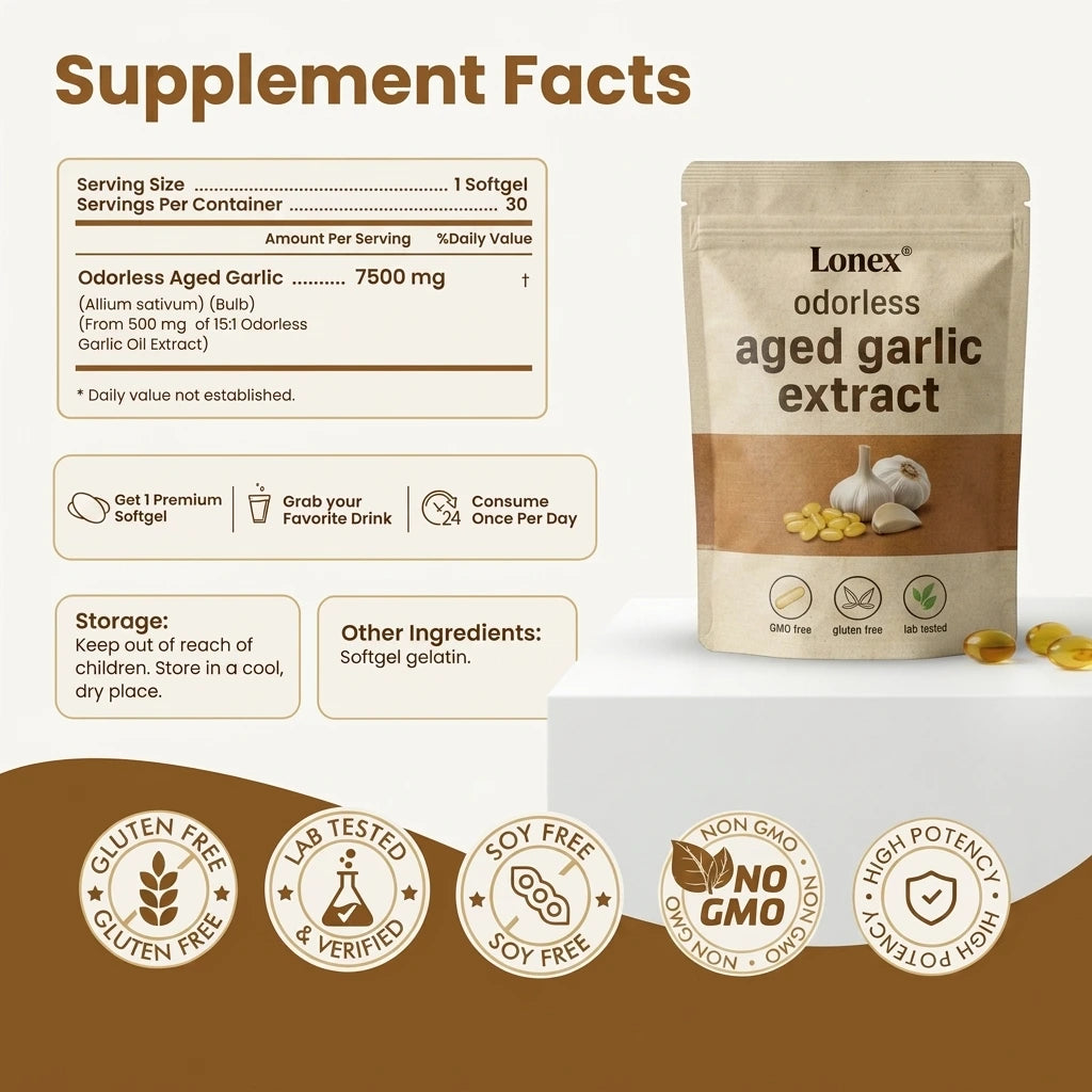 Extrait d’Ail Vieilli – Gélules Inodores 7500 mg