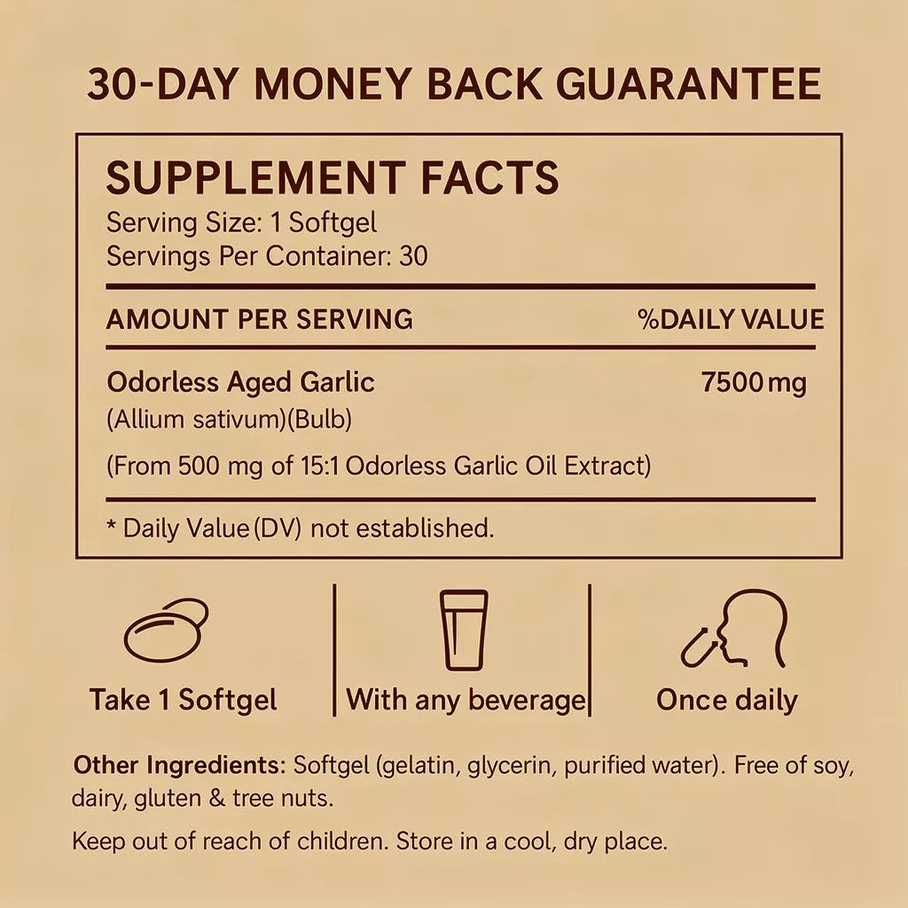 Extrait d’Ail Vieilli 7500 mg – Gélules Sans Odeur