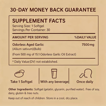 Extrait d’Ail Vieilli 7500 mg – Gélules Sans Odeur