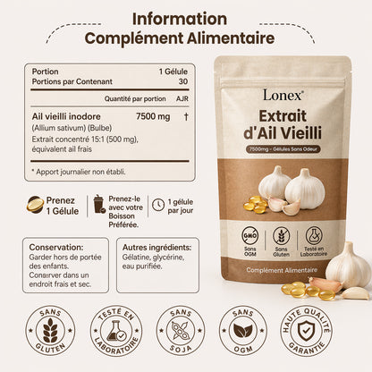 Extrait d’Ail Vieilli 7500 mg – Gélules Sans Odeur